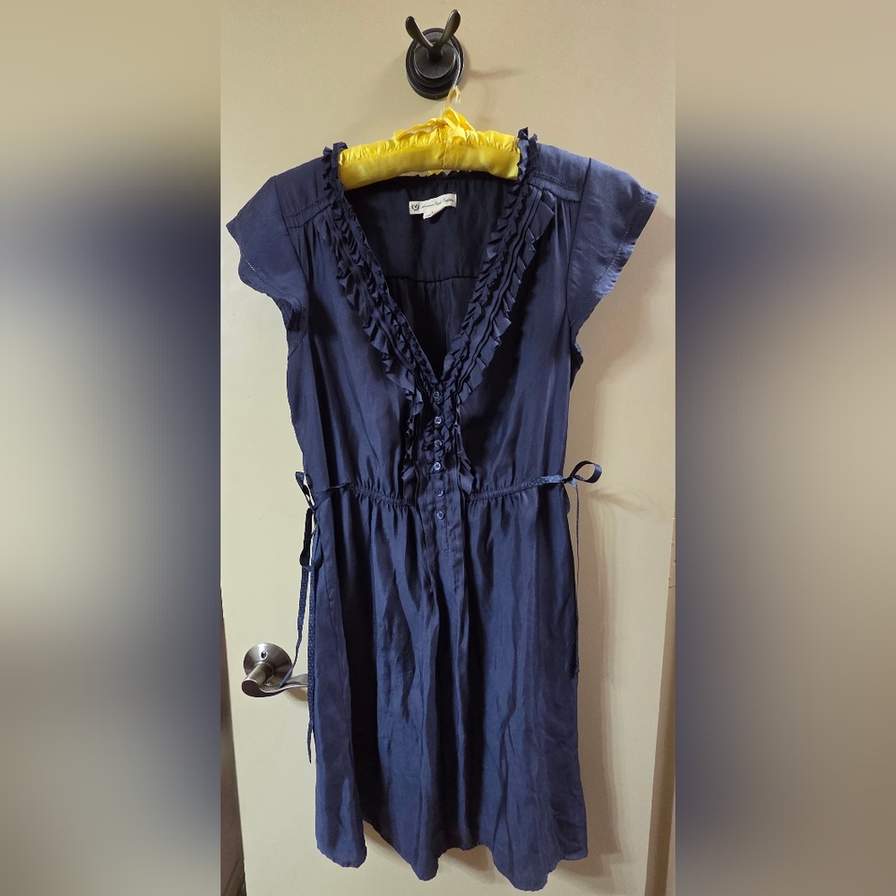 American Eagle Outfitters Navy Ruffle Mini Dress
